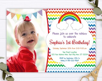 Rainbow Birthday Invitation, Rainbow Invitation, Colorful Birthday Invite, Rainbow Party, Printable Invitation, Kids Birthday Invitations