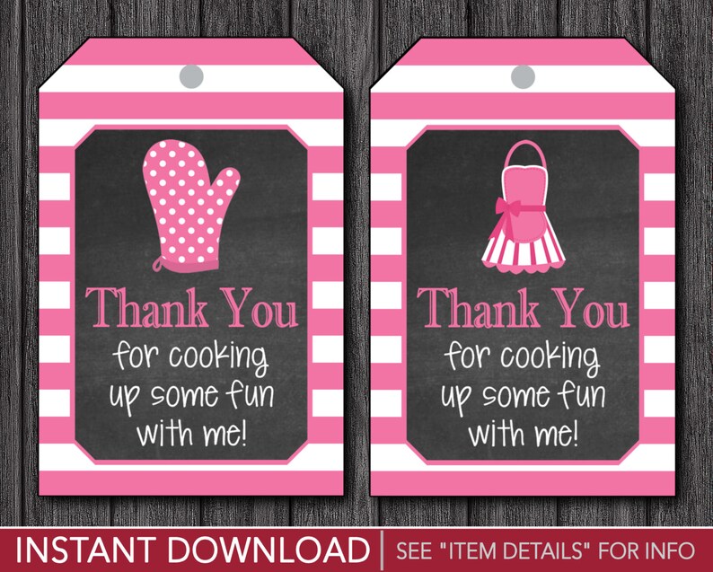 Cooking Party Favor Tags Thank You Party Favor Tags Etsy