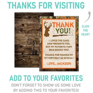 Deer Hunting Birthday Thank You Card Deer Hunting Thank You - Etsy