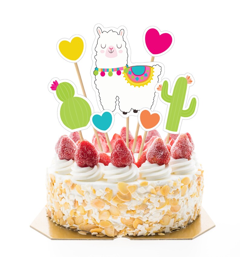 Llama Birthday Cake Topper Printable Llama Birthday - Etsy