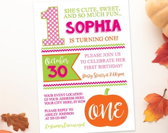 Pumpkin Birthday Invitation for Halloween or Thanksgiving, Editable Pumpkin Invitation Template, Printable Fall Birthday Party Invite