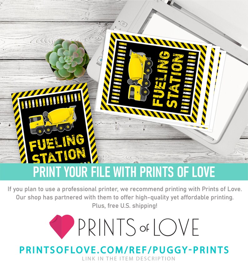 Fueling Station Sign Printable Construction Birthday Party - Etsy