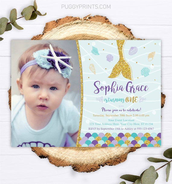 Mermaid Birthday Invitation, Editable Mermaid Invitation Template