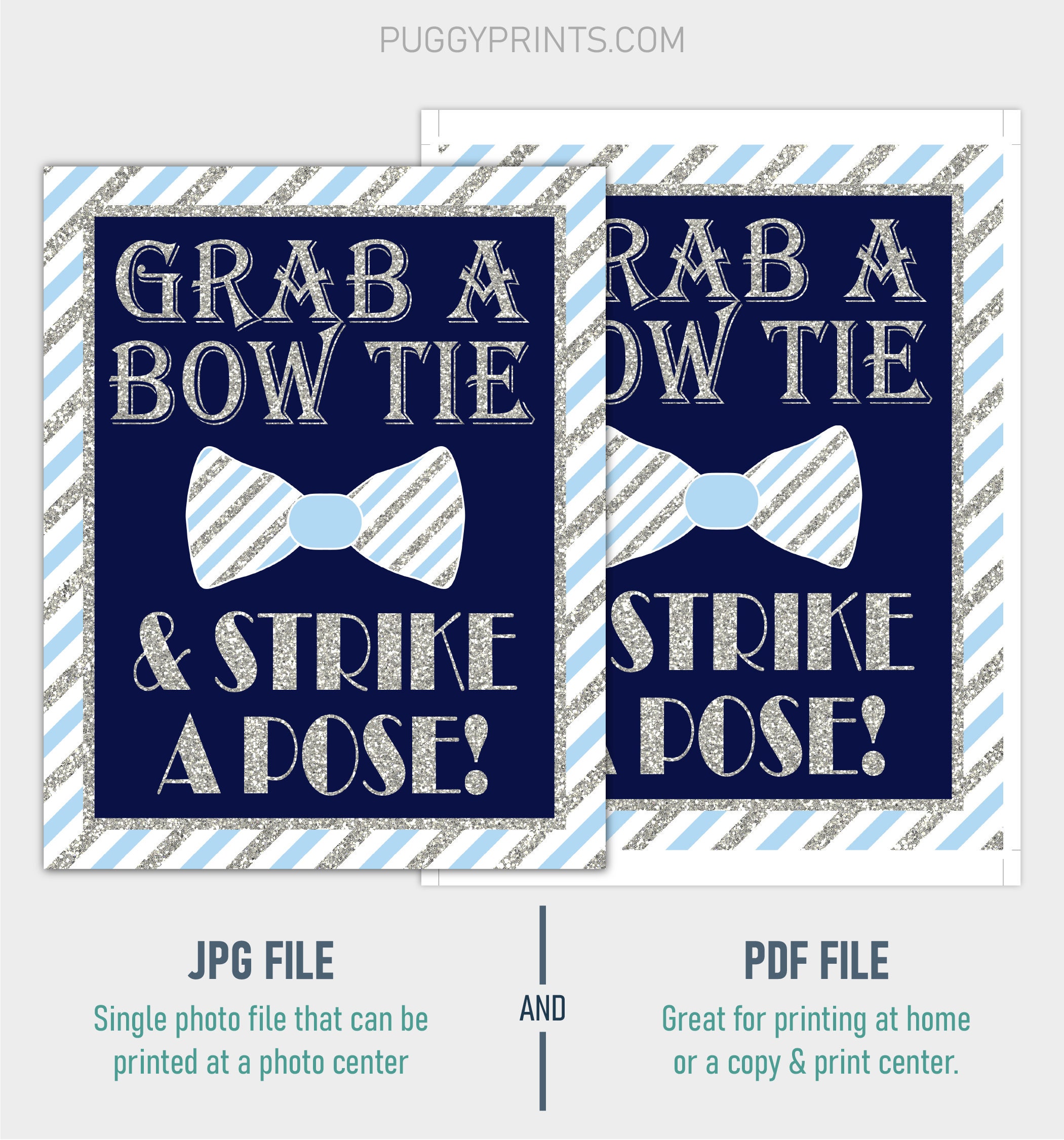 Grab A Bow Tie And Strike A Pose Photo Booth Sign Printable Etsy 日本