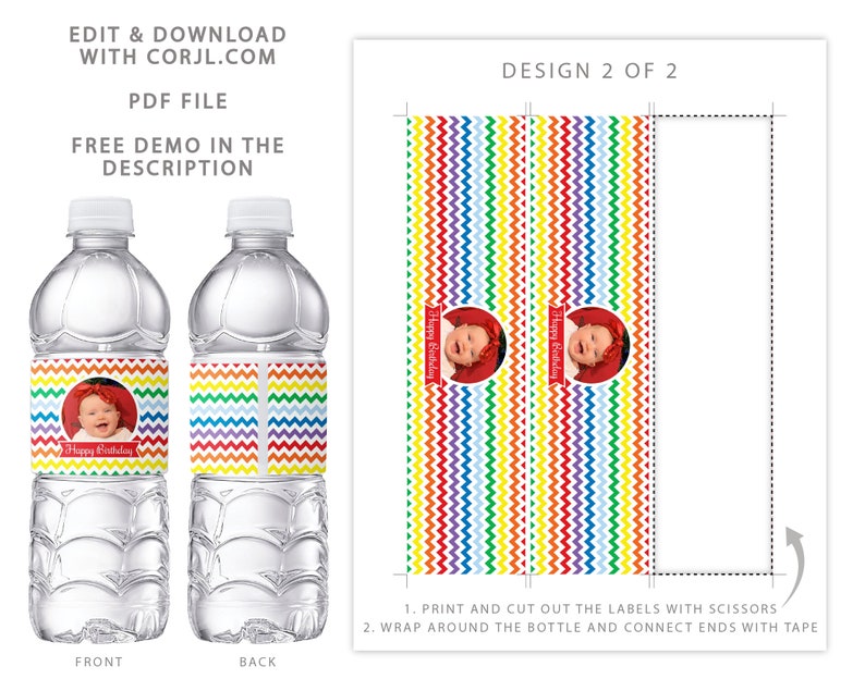 rainbow water bottle labels rainbow birthday party etsy