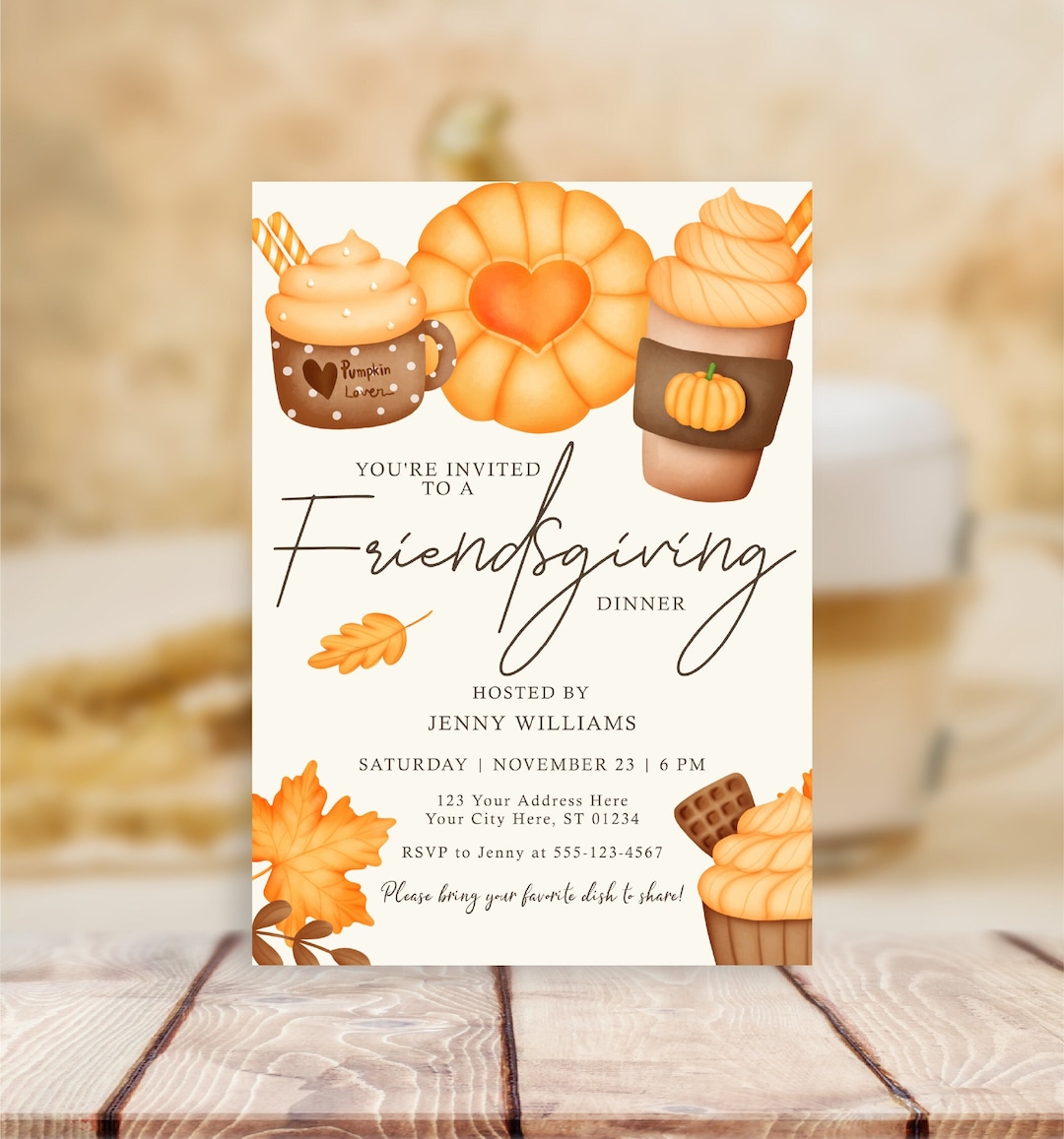 Editable Friendsgiving Dinner Invitation Template Printable Let's ...