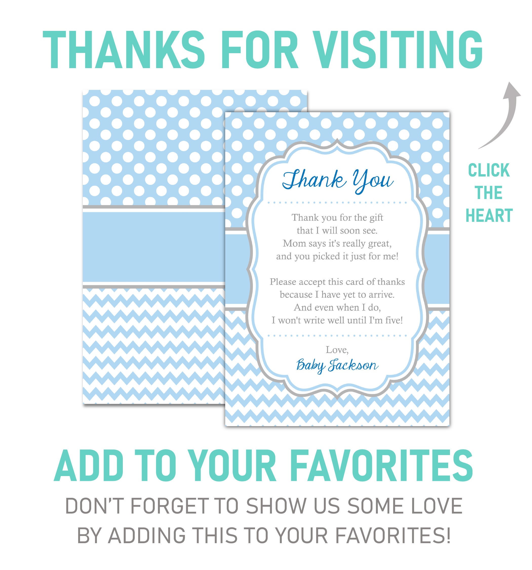 Little Man THANK YOU card boy mint green gray color baby shower gentleman  theme printable, digital files jpg pdf, instant download - lm001