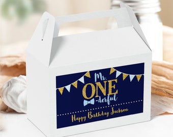 Editable Mr. ONEderful Birthday Favor Box Label Template Printable Mister ONEderful Gable Box Labels Party Favors First Birthday Decorations