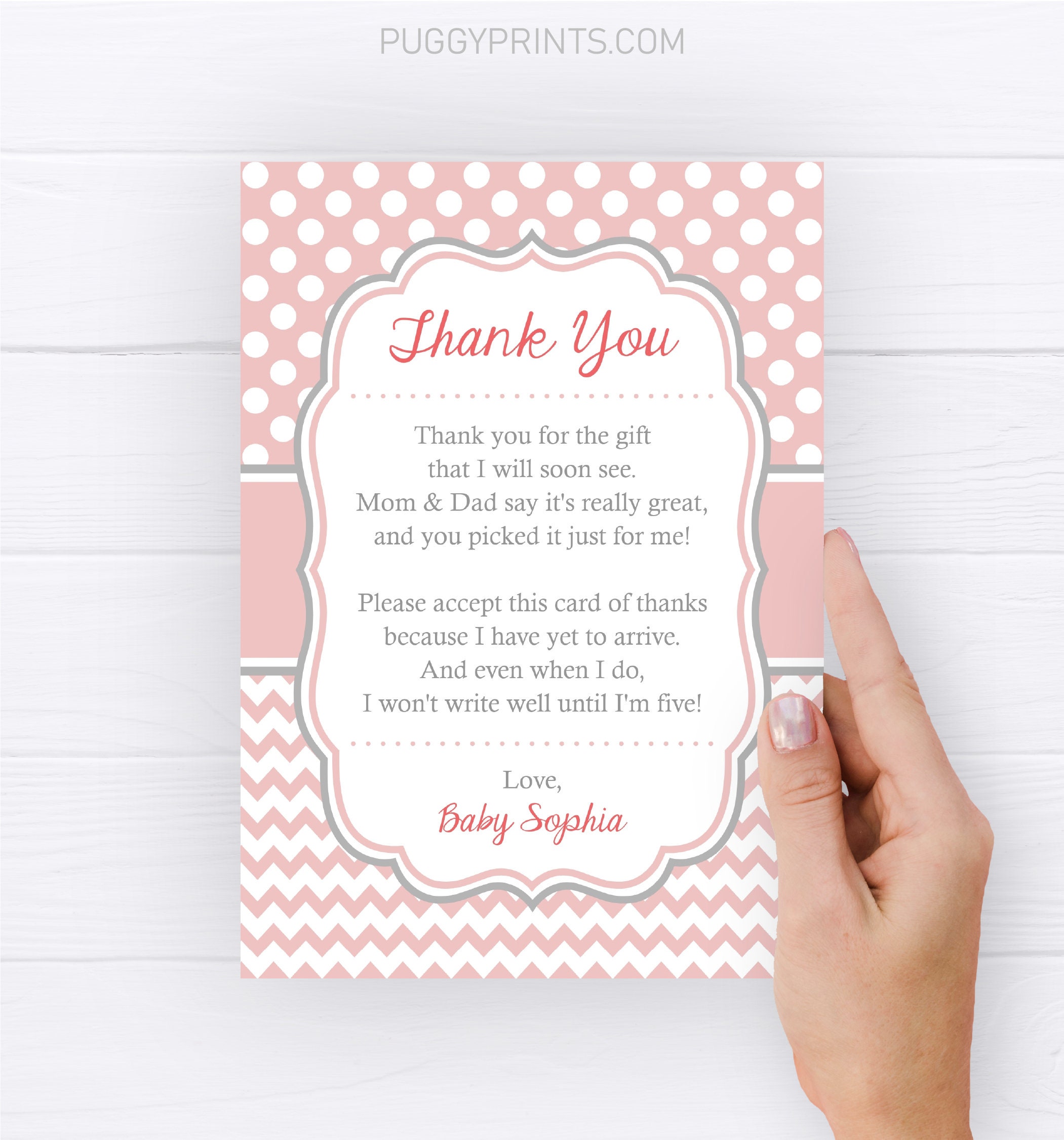 Baby shower THANK YOU card printable with green alligator and pink color  theme for girls, instant download - ap001