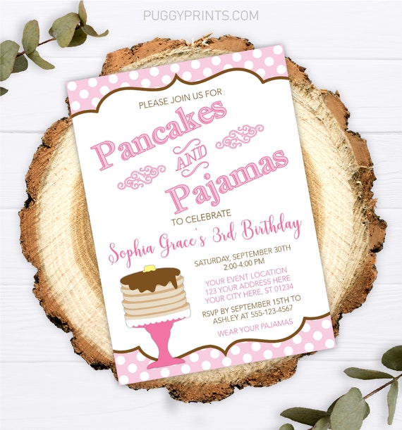 Pancakes and Pajamas Invitation, Editable Pancakes Birthday Invitation Template, Printable Pajama and Pancakes Birthday Party, Sleepover Il_570xn
