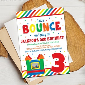 Bounce House Birthday Invitation, Editable Bouncy House Party Invitation Template, Kids Birthday Invitations, Play Jump Party Invites image 2