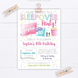 Sleepover Invitation, Slumber Party Invitation, Sleepover Birthday Invitation, Girl Pajama Party Invitations, Printable Editable Teen Invite