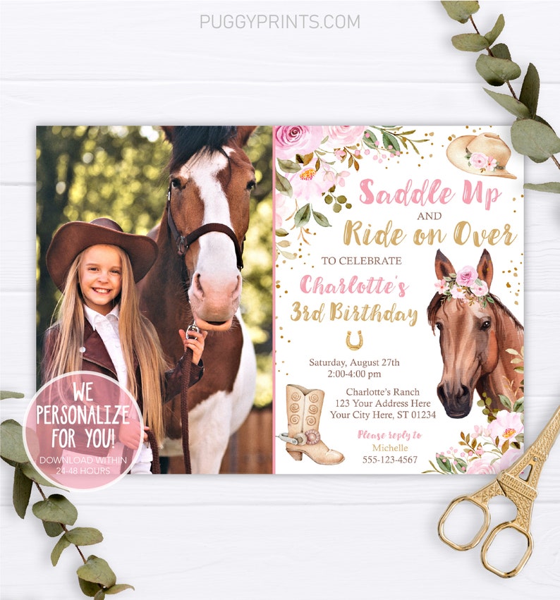 Horse Birthday Invitation Printable Horse Invitation Etsy