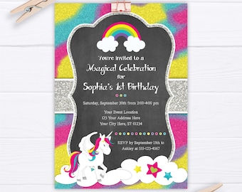 Unicorn Birthday Invitation | Editable Template Online | Instant Download