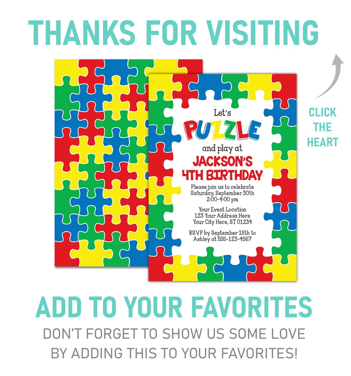 Puzzle Birthday Invitation Editable Puzzle Invitation Puzzle Etsy