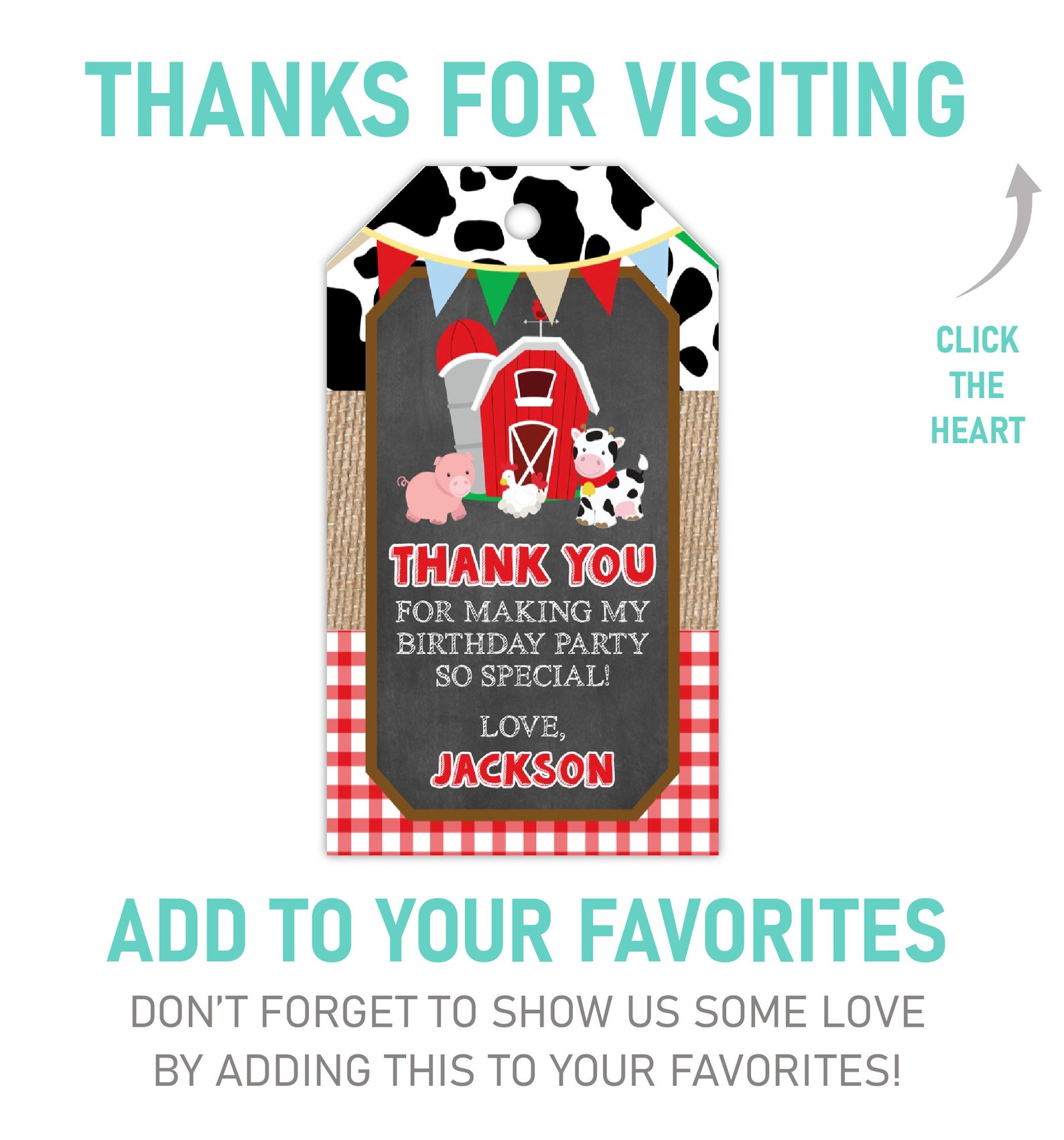 Farm Birthday Favor Tags Editable Farm Favor Tags Template - Etsy