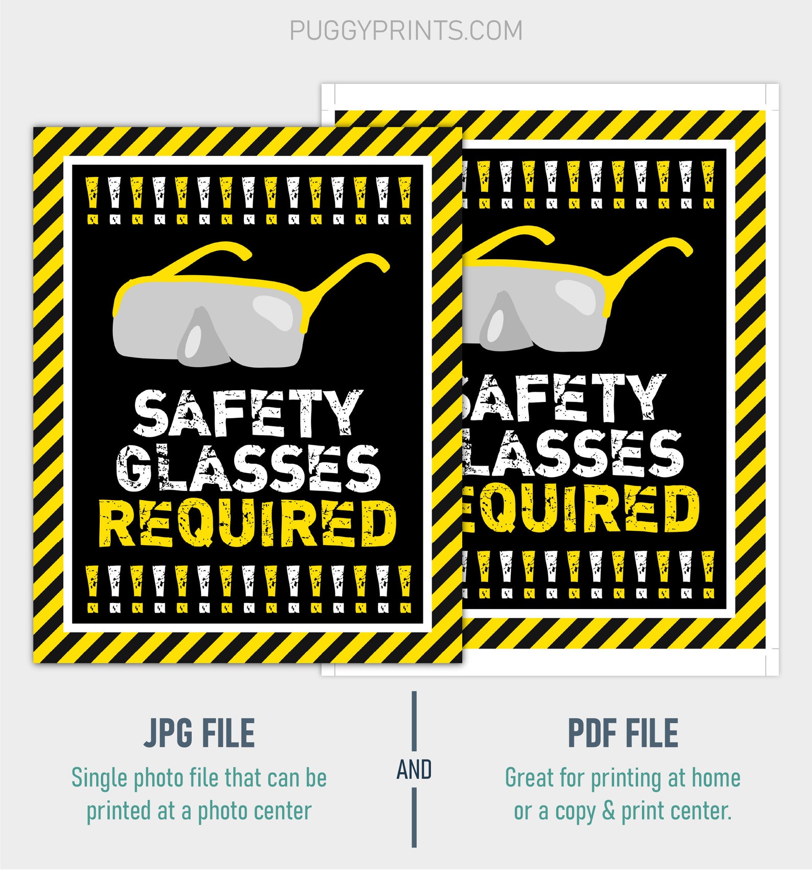 Safety Glasses Required Sign Printable Construction Birthday Etsy
