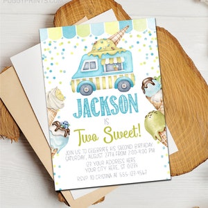 Ice Cream Truck Invitation, Editable Ice Cream Invitation Template, Printable Ice Cream Birthday Party Invite, Boy Summer Birthday Invite