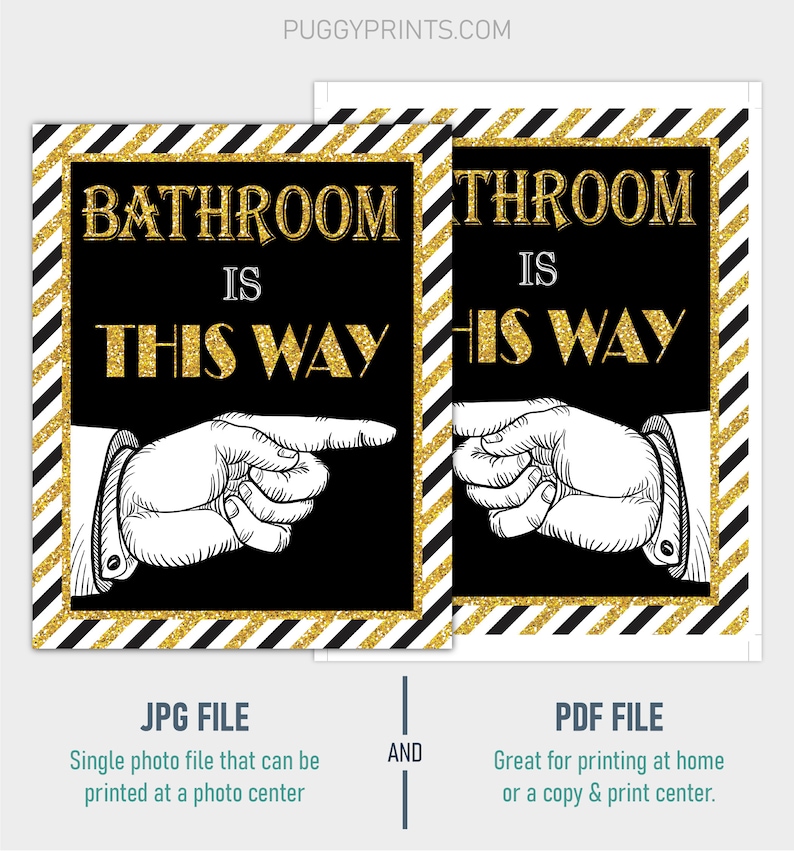 Bathroom Direction Sign Printable Left & Right Pointing Sign - Etsy