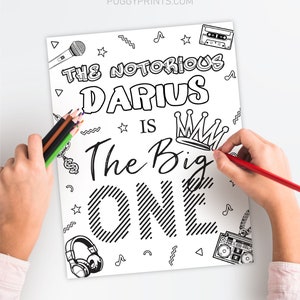 Notorious One Birthday Coloring Page, Editable The Big One Coloring Page Template, Printable Notorious One Coloring Sheet, 1st Birthday