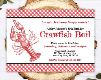 Crawfish Boil Invitation, Editable Crawfish Boil Invitation Template, Printable Adult Birthday Party, Graduation Party, Baby Shower