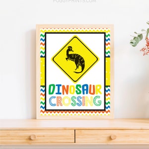Dinosaur Crossing Sign, Printable Dinosaur Birthday Party Decorations ...