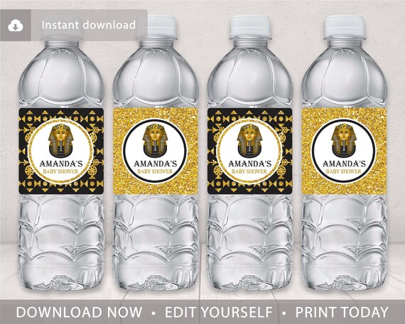 Egyptian Baby Shower Water Bottle Labels | Editable Template Online | Instant Download Il_570xn