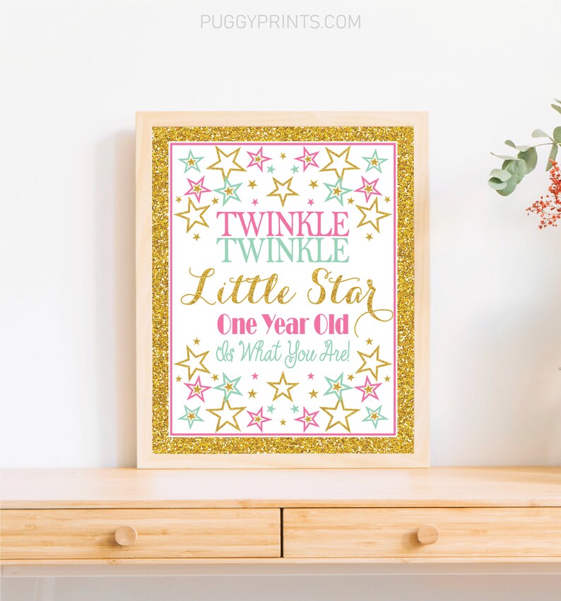 Twinkle Little Star Birthday Sign Printable One Year Old is - Etsy