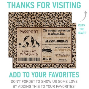 Safari Passport Birthday Invitation Editable Safari - Etsy