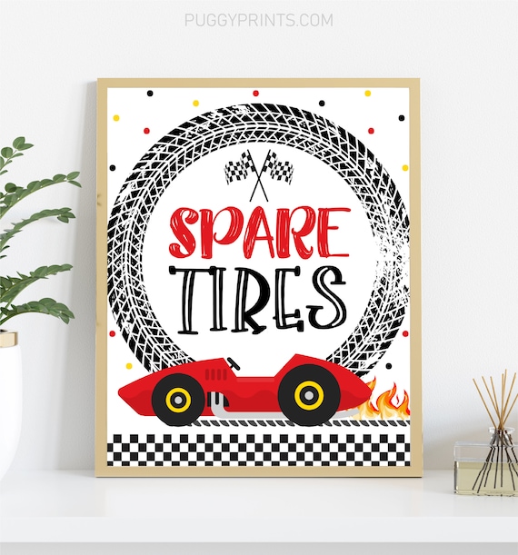 Race Car Spare Tires Sign Printable Racing Birthday Party Etsy
