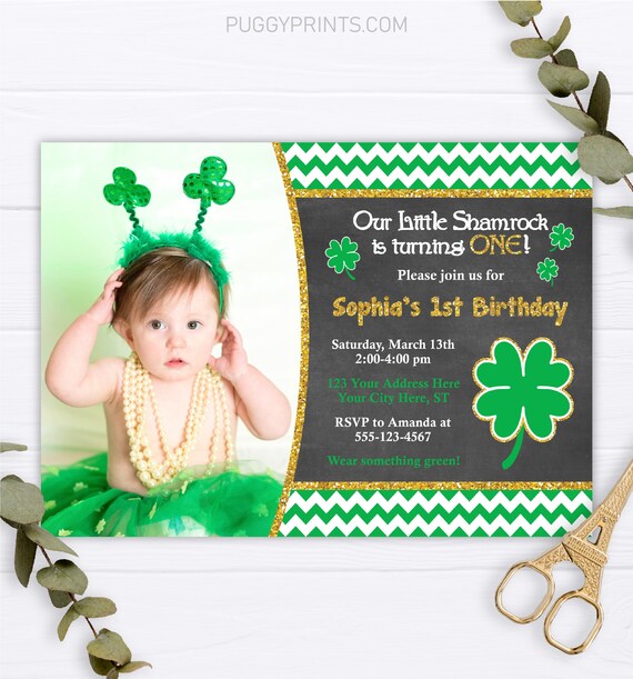 St Patrick s Day Birthday Invitation With Photo Editable St Patty s St Patrick s Day Birthday Invitation With Photo Editable St Patty s
