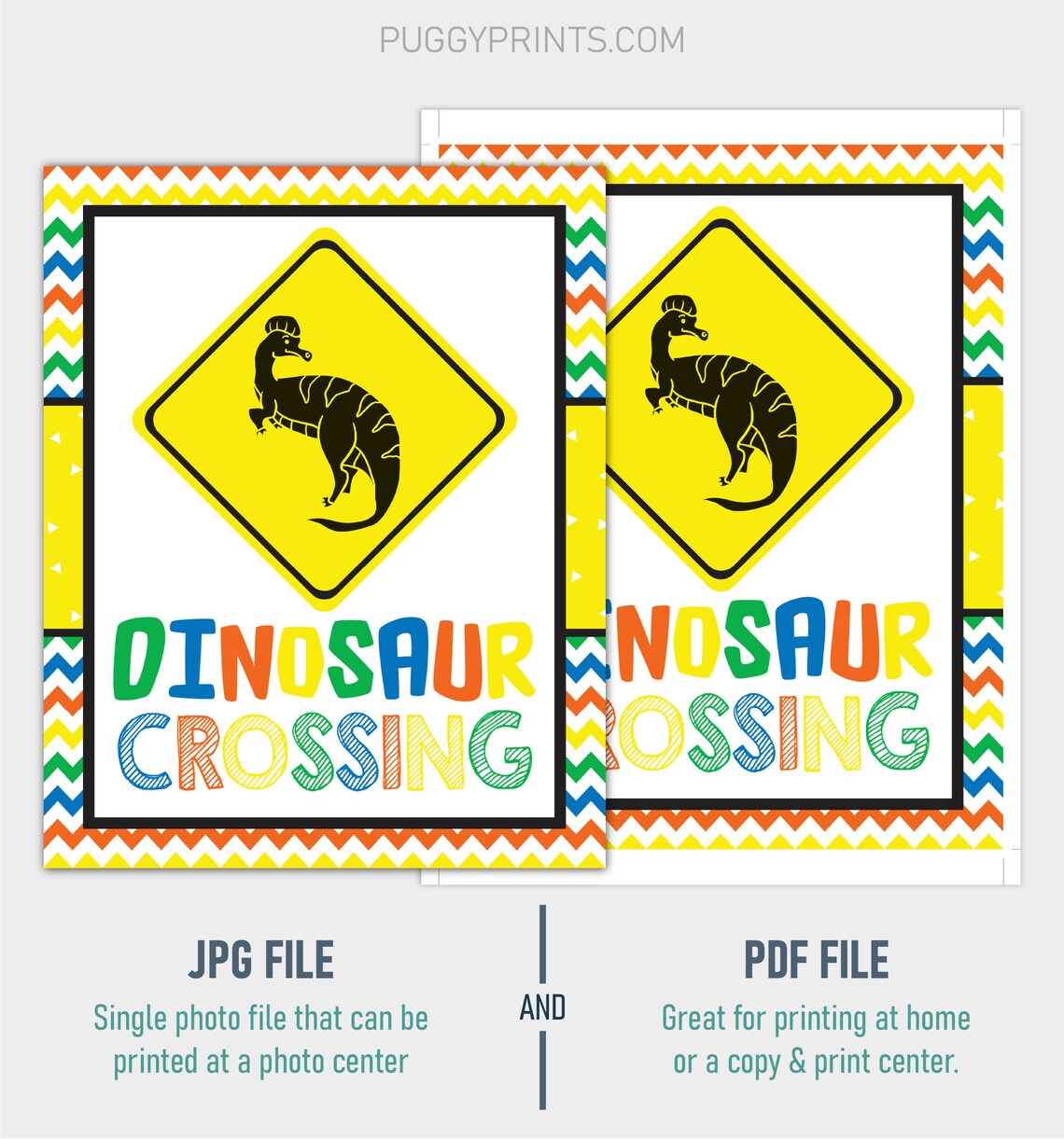 Dinosaur Crossing Sign Printable Dinosaur Birthday Party - Etsy