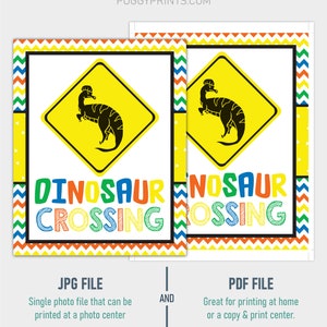 Dinosaur Crossing Sign Printable Dinosaur Birthday Party - Etsy