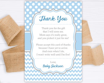 Baby Shower Thank You Cards, Editable Boy Baby Shower Thank You Template, Printable Baby Shower Thank You Card from Baby, Blue and Gray