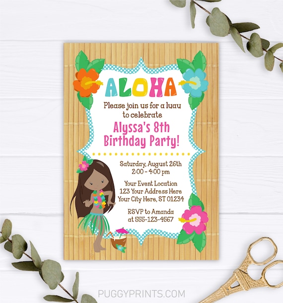 Luau Birthday Invitation Editable Luau Invitation Template Printable 
