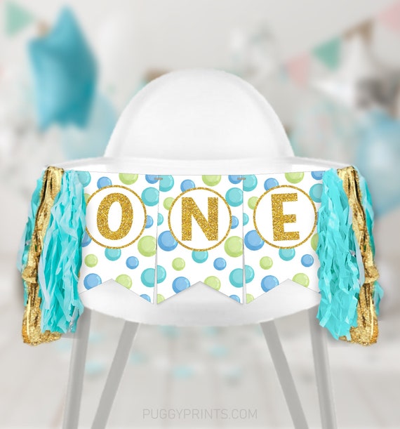 Bubble 1st Birthday High Chair Banner Printable Boy Bubble First Bubble 1st Birthday High Chair Banner Printable Boy Bubble First