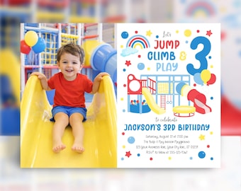 Indoor Playground Birthday Invitation | Editable Play Place Party Invite | Climb Jump Play Birthday