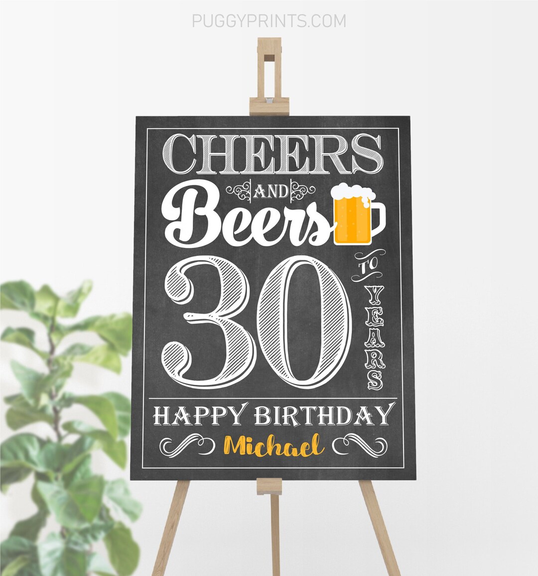 Cheers and Beers to 30 Years Poster, Editable Cheers and Beers Party ...
