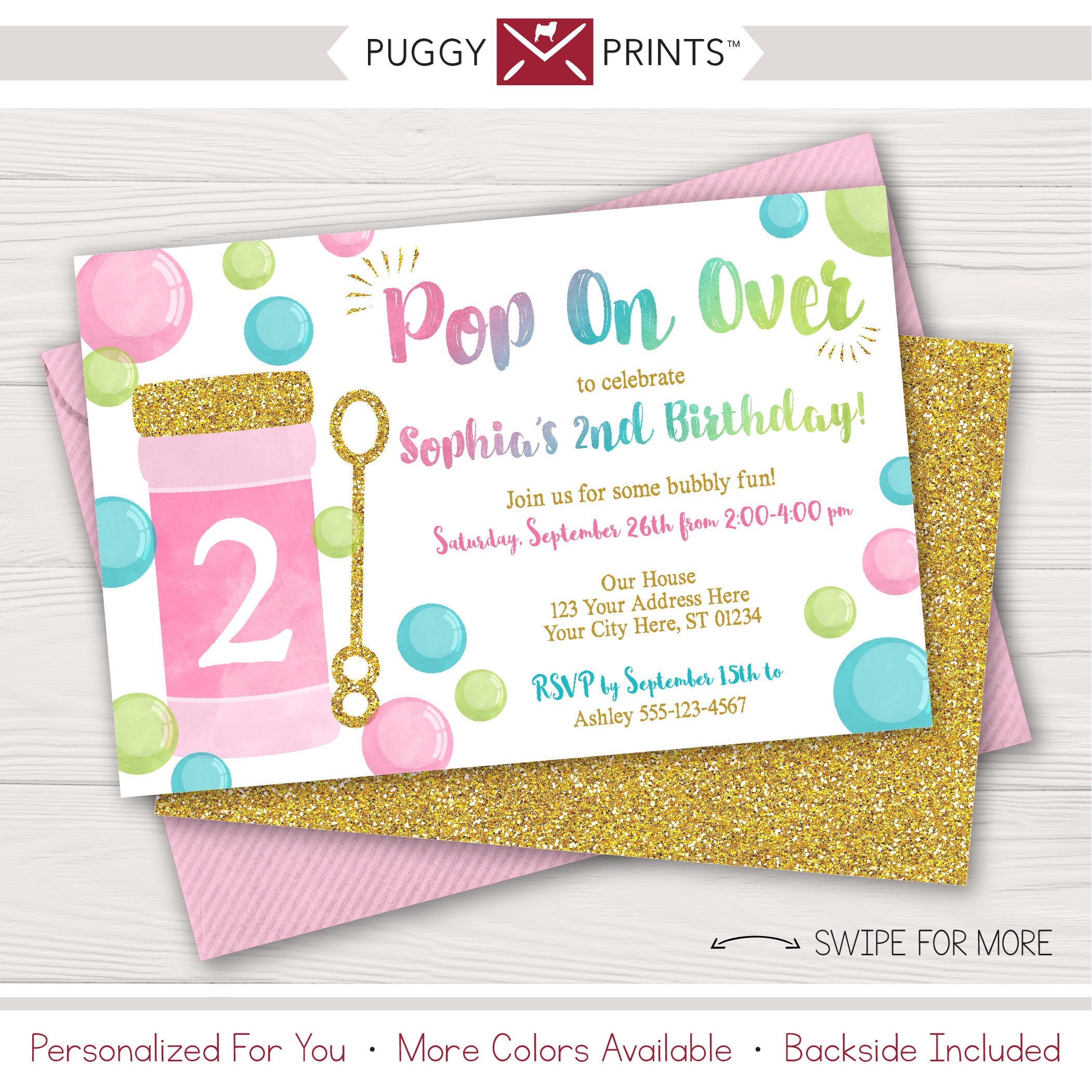 Bubble Birthday Invitation Bubble Birthday Party Invitations Etsy