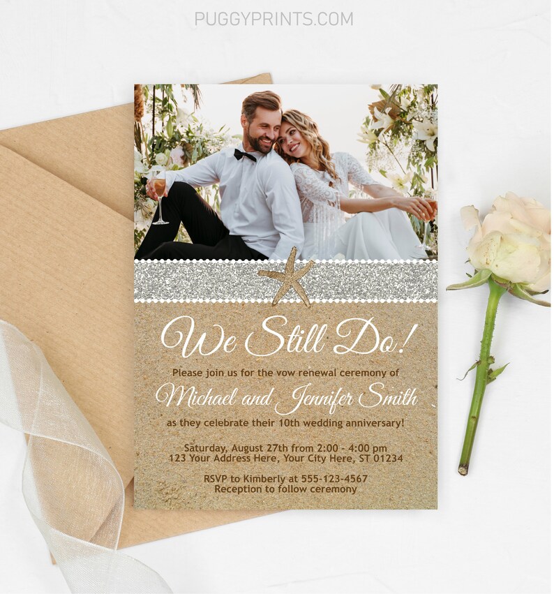 Beach Vow Renewal Invitation Editable Wedding Vow Renewal - Etsy
