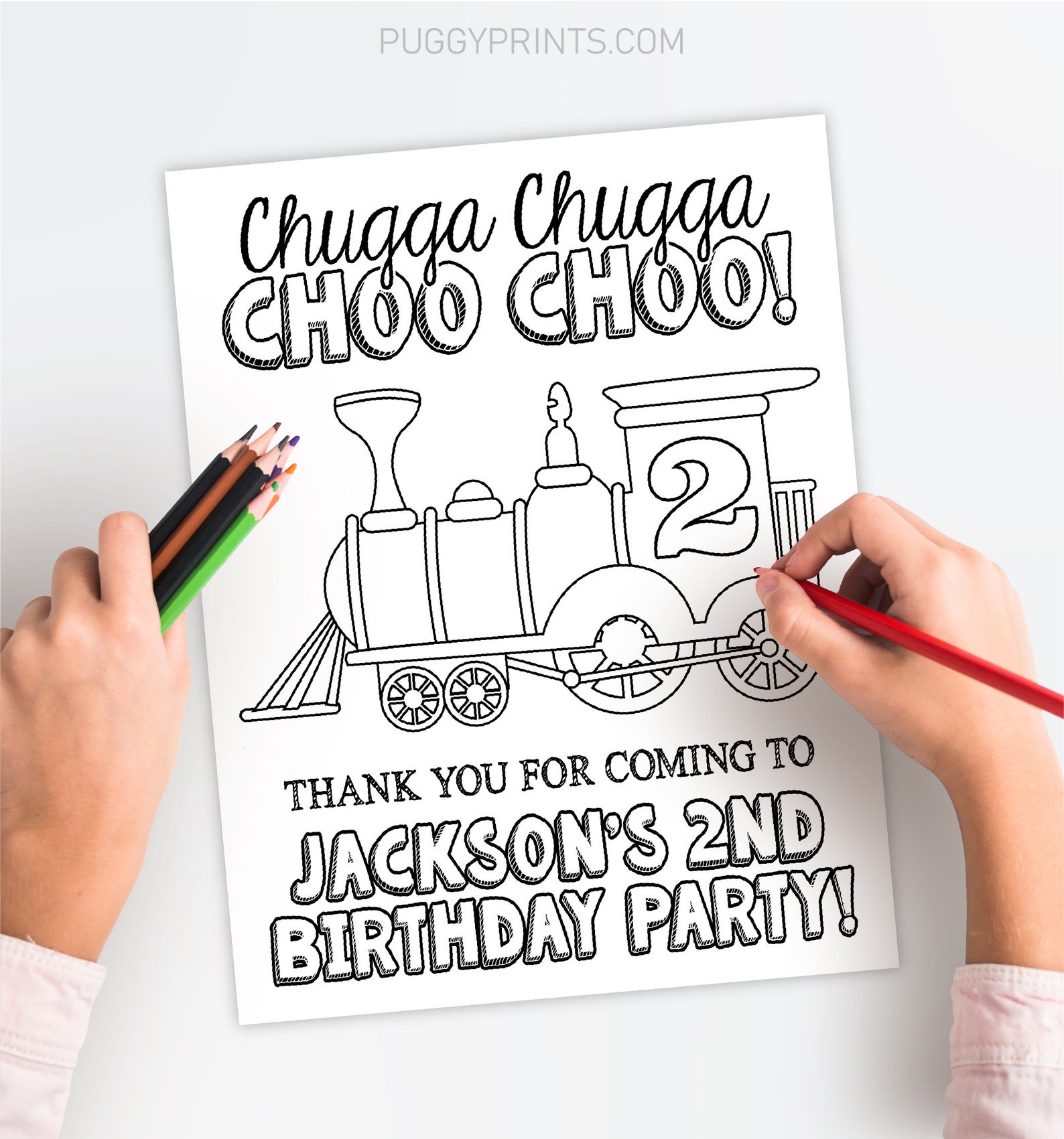 Train Birthday Coloring Page Editable Train Coloring Page  Etsy