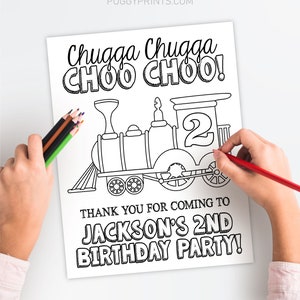 Train Birthday Coloring Page, Editable Train Coloring Page Template, Printable Train Birthday Coloring Sheet, Train Birthday Party TRB TRN