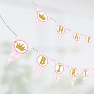 Princess Happy Birthday Banner, Printable Princess Banner, Princess ...