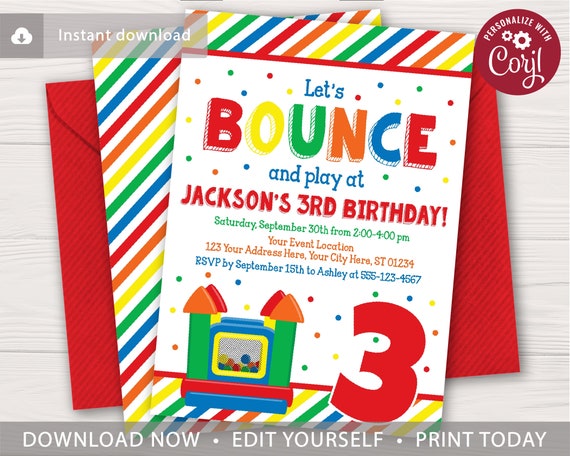 Bounce House Birthday Invitation | Editable Template Online | Instant Download Il_570xn