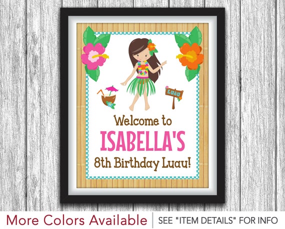 Luau Birthday Party Sign Printable Hawaiian Birthday Party