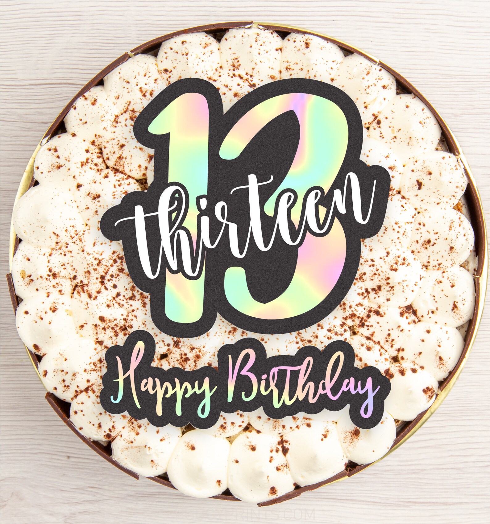 Holographic Cake Topper Printable Teen Birthday Centerpieces - Etsy