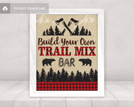Lumberjack Trail Mix Bar Party Sign | Printable Instant Download Il_570xn