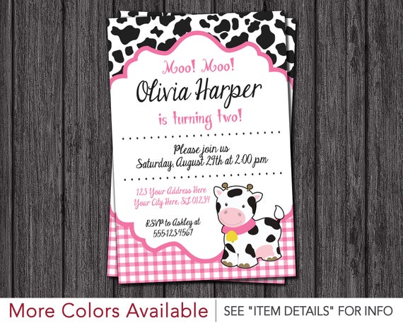 cow birthday invitation barnyard birthday invitations pink