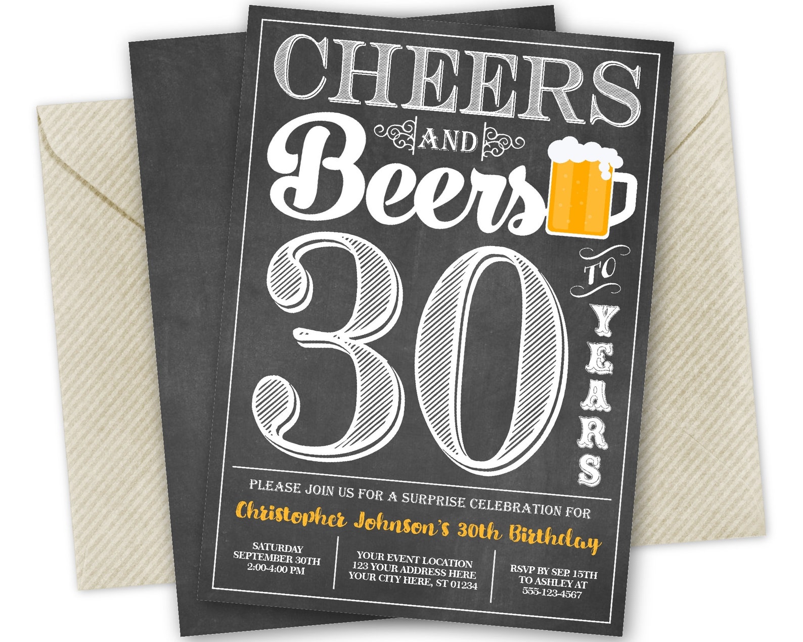 Cheers And Beers To 30 Years Invitation Template Free
