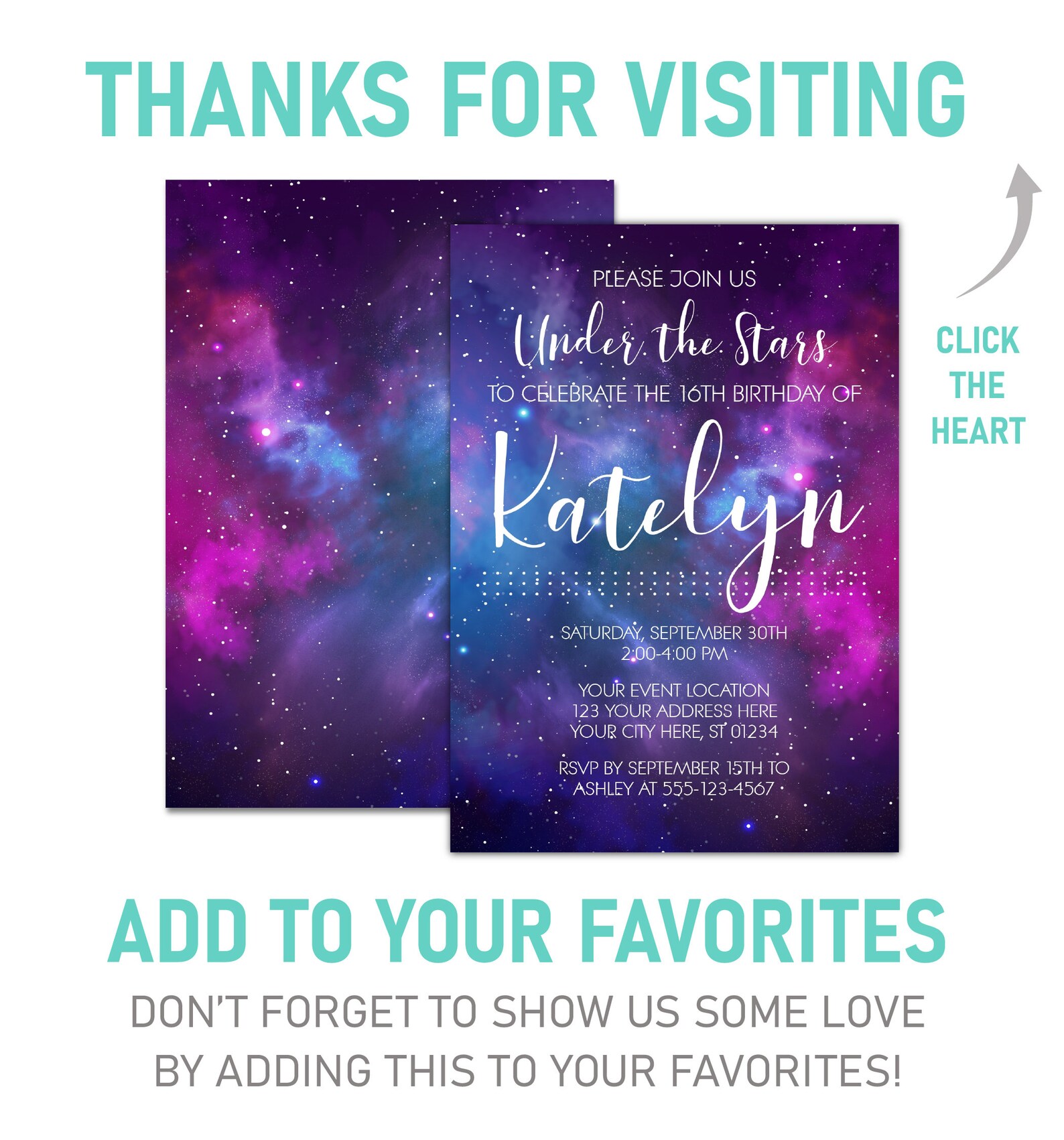 Galaxy Birthday Invitation Editable Template Online | Etsy